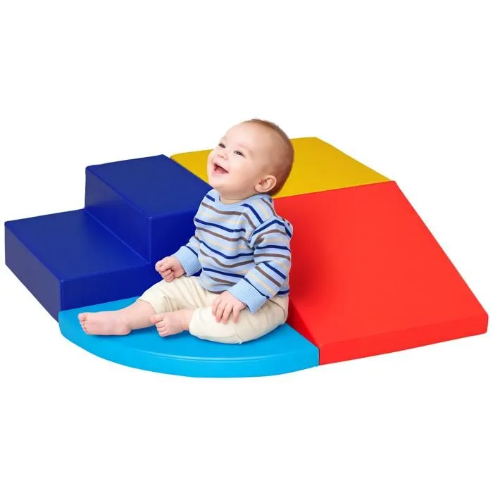 HOMCOM - Blocs de construction en mousse - PU - 45x45x25cm - Jaune, Bleu clair, Bleu foncé, Rouge-0