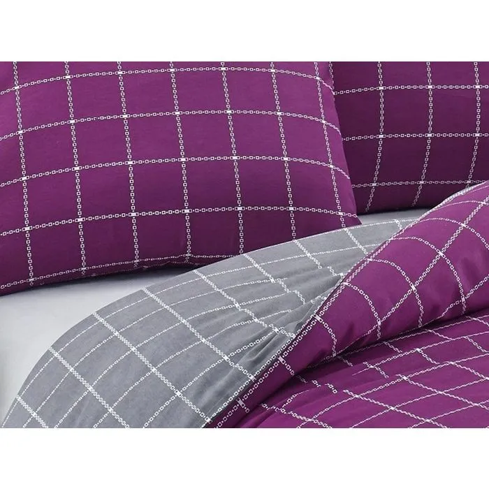 Parure de lit - TRENDY - Violet - 220x240 cm - 80% Coton - Imprimé-2