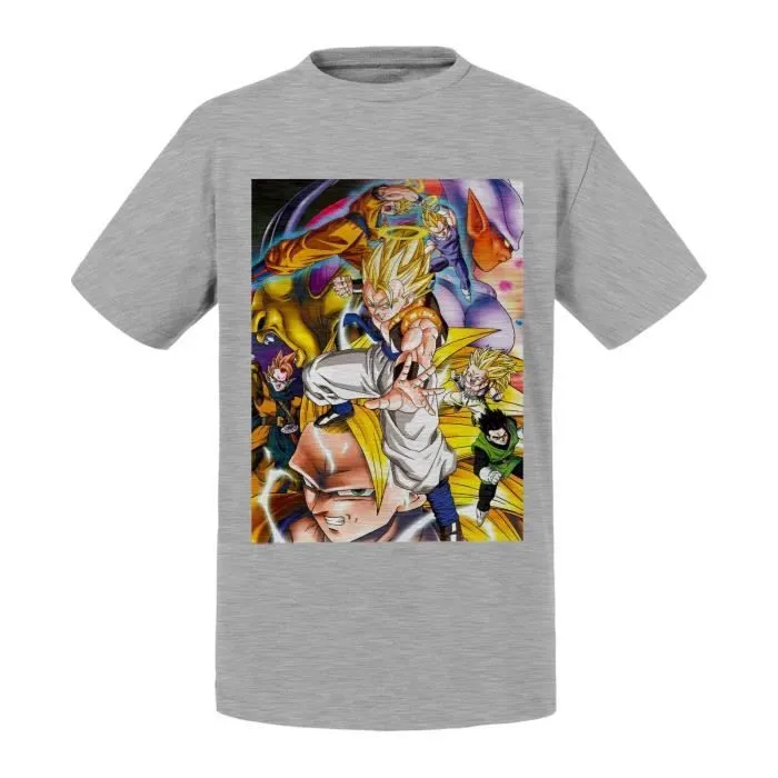 T-shirt Enfant Gris Dragon Ball GT Sangoku Super Sayen 3 Anime Manga-0