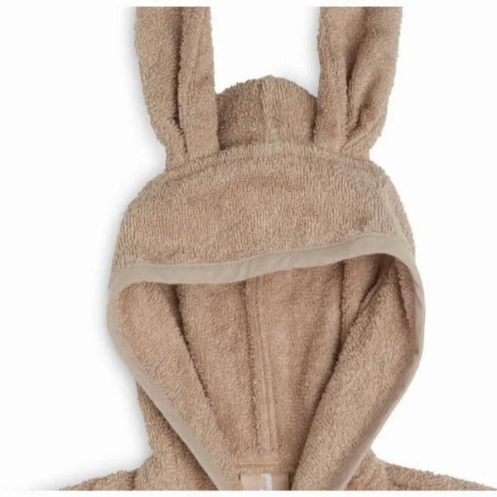 Peignoir enfant 1 - 2 ans en coton éponge - Avec capuche et oreilles - Biscuit - Mixte-2