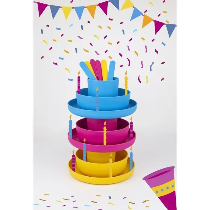 MILL'O BÉBÉ - GOBELET 100% BIOSOURCÉE ET BIODÉGRADABLE - SANS BPA - MICRO-ONDABLE - BLEU d 8 x h 7,8 cm-2