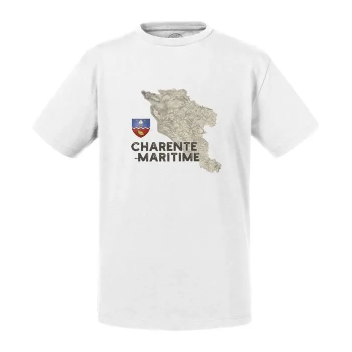 T-shirt Enfant Blanc Charente Maritime 17 Departement La Rochelle Carte Ancienne-0