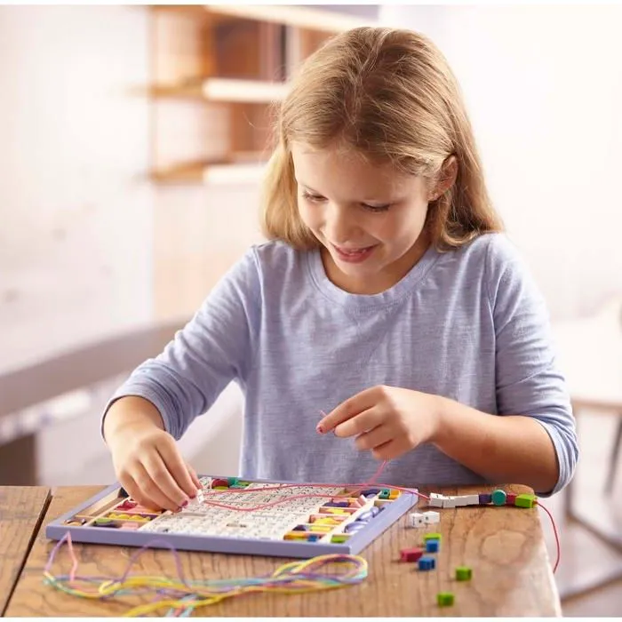 Jeu de perles en bois à enfiler - MELISSA & DOUG - Coffret 200 perles - Lettres et formes colorées-3