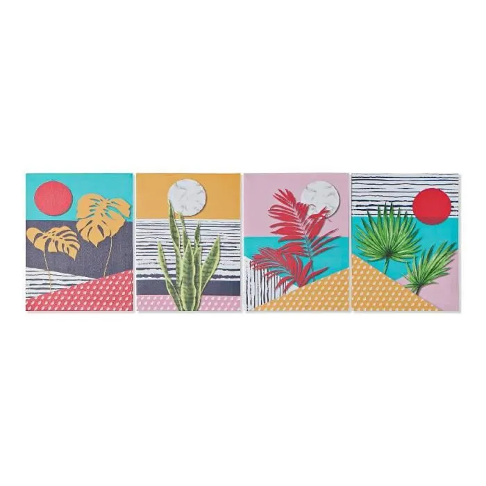 Cadre DKD Home Decor Tropical Toile (4 pcs) (30 x 1.8 x 40 cm)-0