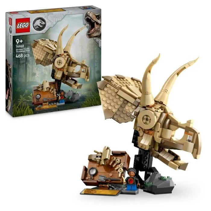 LEGO Jurassic World 76969 Les fossiles de dinosaures : le crâne du tricératops - Jeu 9 ans-0