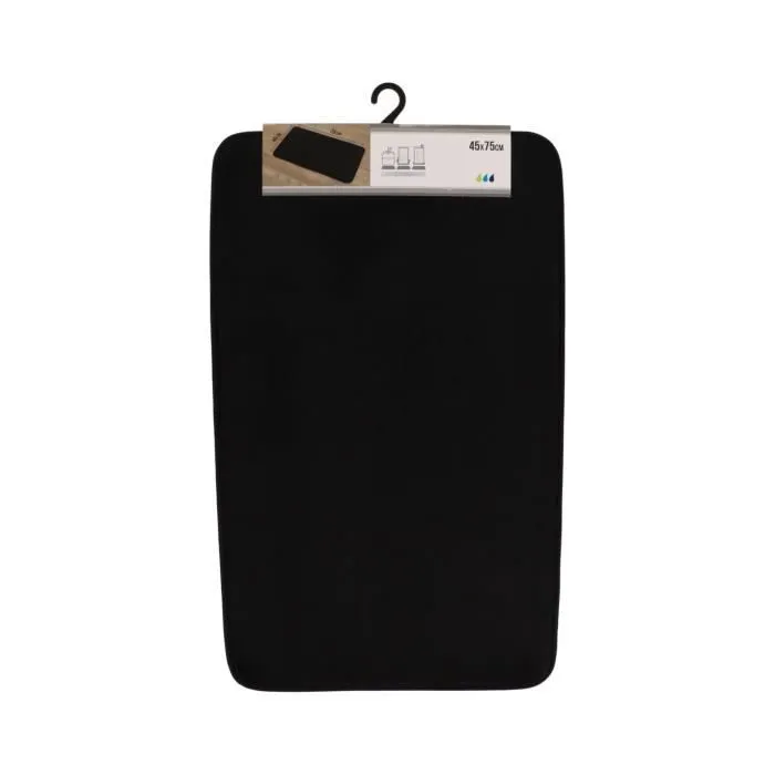 TENDANCE - Tapis de salle de bain Noir en Microfibre 45 x 75 cm-0