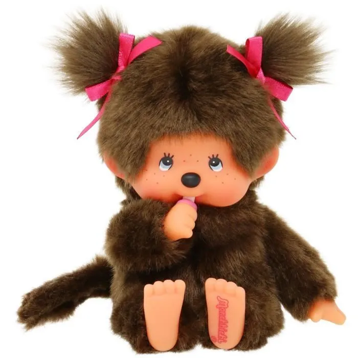 Peluche singe - BANDAI - Peluche l'Original Fille - Monchhichi - 20 cm-1