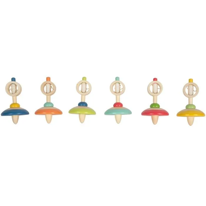 Toupie en bois - Small foot company - Toupie en bois avec ficelle - Hauteur 9 cm - Mixte - 3 ans-4