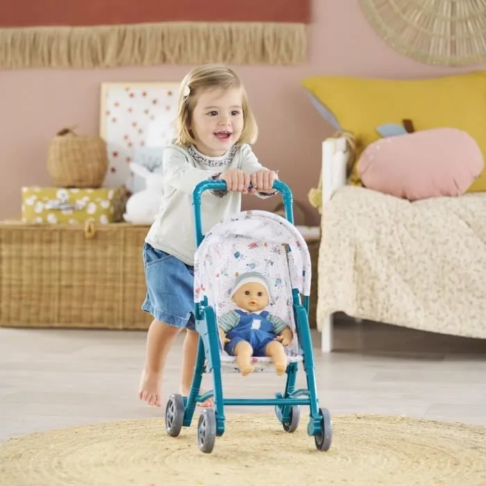 Poussette oursons - COROLLE - Accessoire Poupon 30cm - Bleu - Légère et facile d'utilisation-7