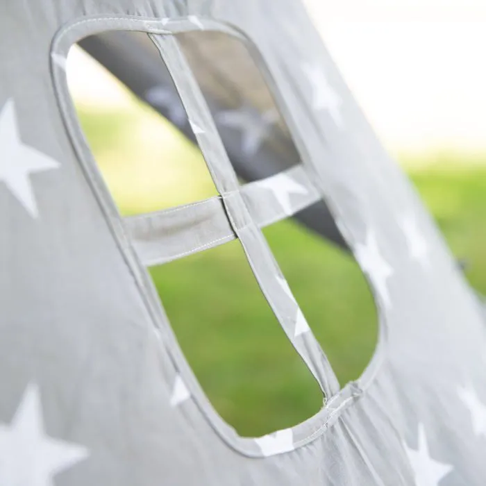 ROBA Tente de Jeu Little Stars - Tippi Tente Exterieur / Intérieur pour Enfants - Imprimé Étoiles - Gris-5