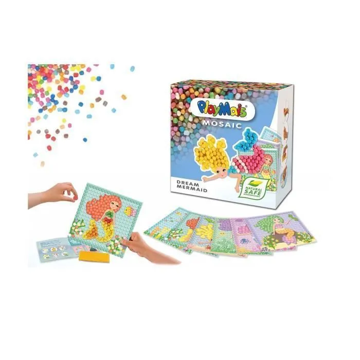 Mosaïque PlayMais - PlayMais - Sirène - 2300 flocons - 6 cartes à décorer - Multicolore-2