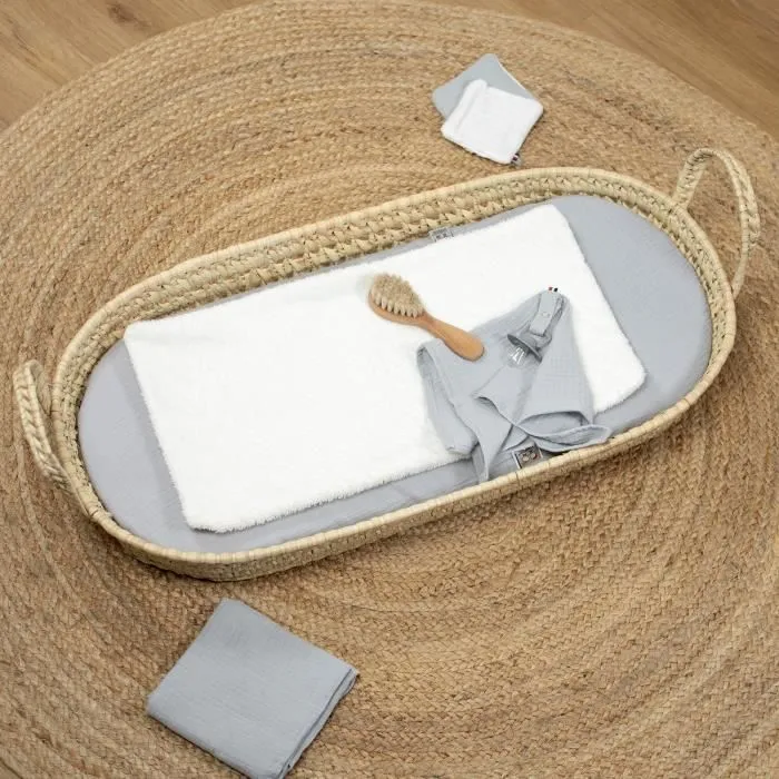 Set matelas à langer : panier + matelas + drap-housse + tapis de change JEANNE Gris 77 x 36 77 x 36 Gris-1