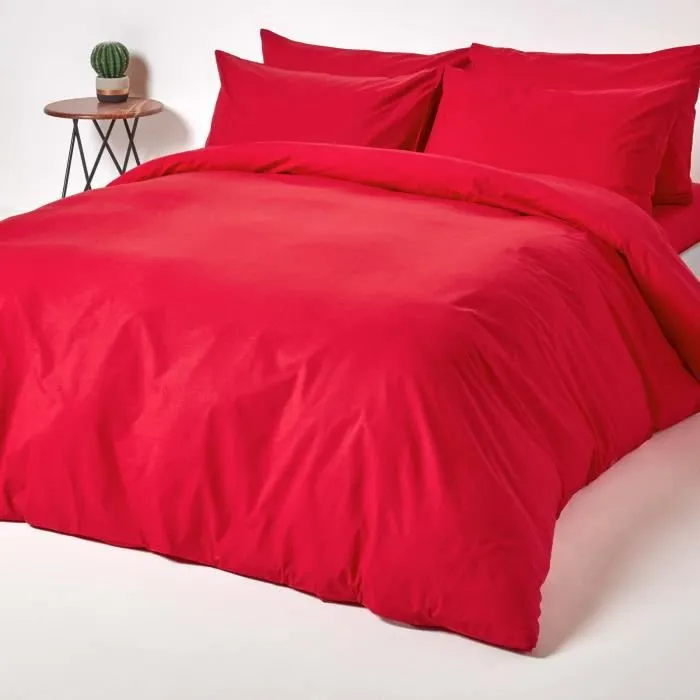 Drap-housse uni 140 x 190 cm 100% coton égyptien 200 fils coloris rouge-3