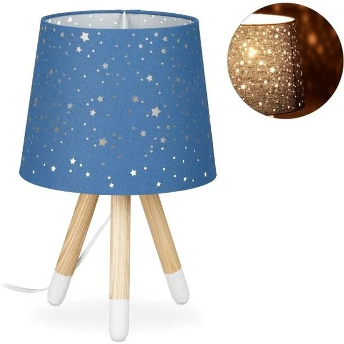 Relaxdays Lampe chevet, veilleuse pour enfants,garçons et filles,E14. Abat-jour rond, 40cm de hauteur,choix de couleur --0