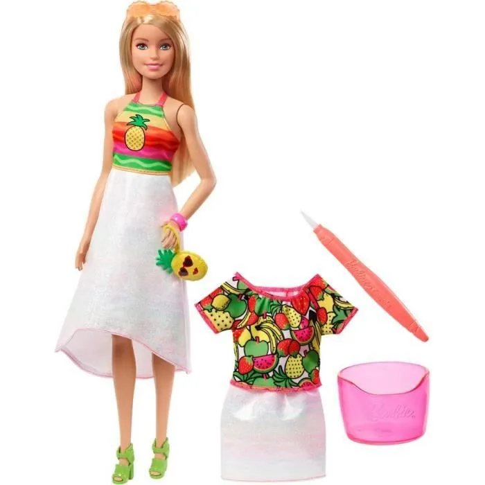 Jouet Poupee - Poupée Surprise Fruitée Blonde Un Pinceau Deux Tenues À Colorier Enfant Gbx18-0