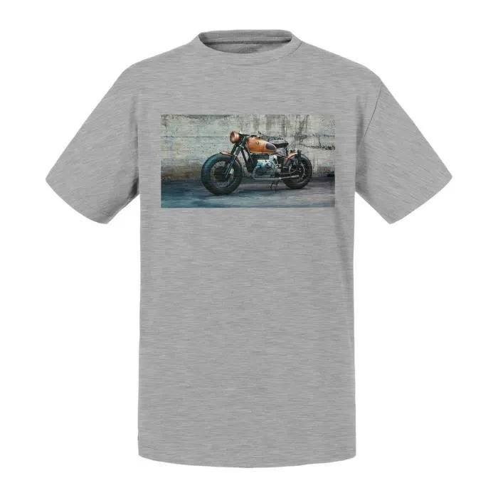 T-shirt Enfant Gris Moto Vintage Cafe Racer Orange-0