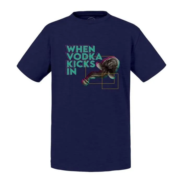 T-shirt Enfant Bleu When Vodka Kicks In Biologie Humour Illustration Ancienne-0