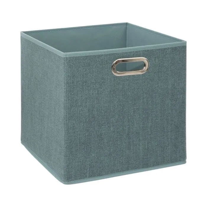 Boîte de rangement - FIVE - Bleu pétrole chiné - 31 x 31 x 31 cm - Rigide et résistante-0
