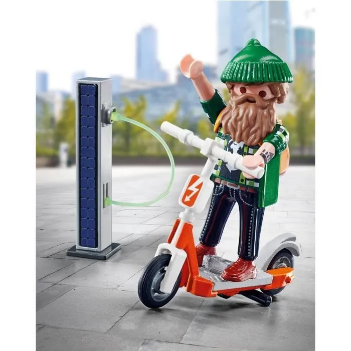 PLAYMOBIL - 70873 - Hipster avec trotinette électrique - Bleu - 16 pièces - Malte - 4 ans et plus-1