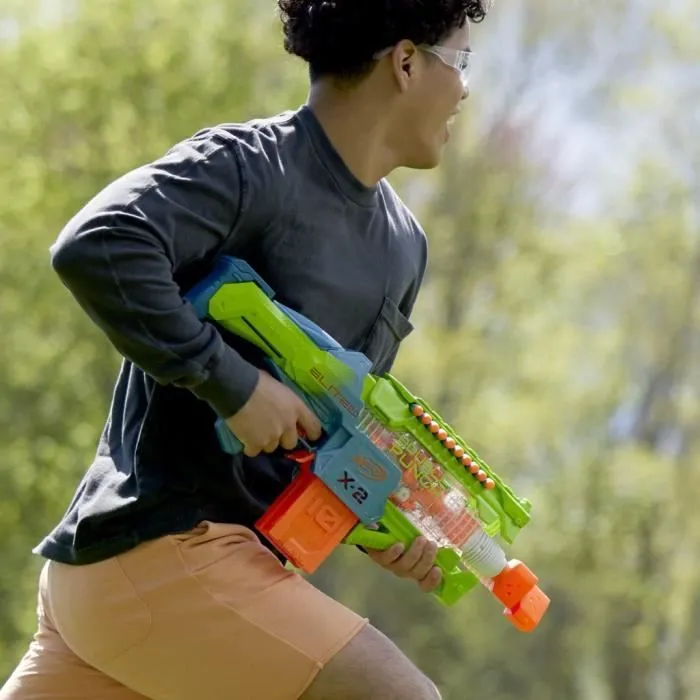 Nerf Elite 2.0 Double Punch Blaster motorisé, canons alternatifs Rapides, 50 fléchettes Nerf Elite, 2 chargeurs 10 fléchettes, dès 8-6