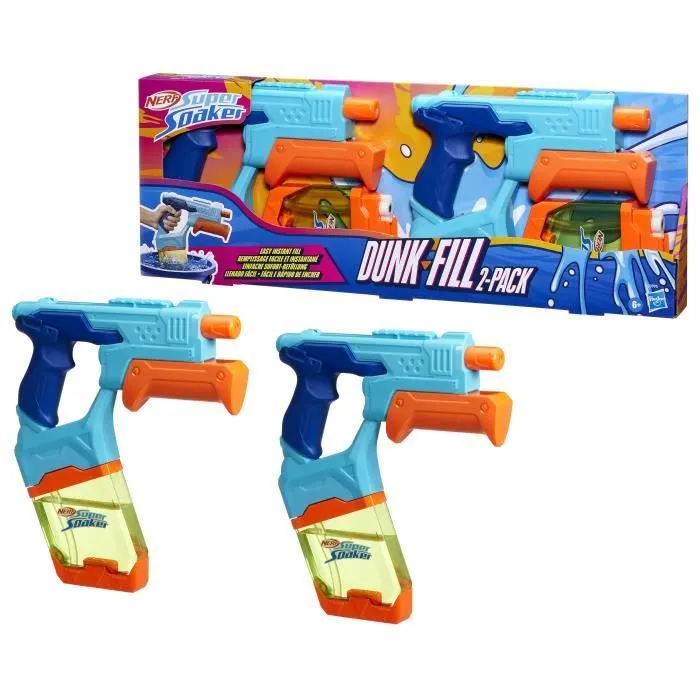 Nerf Dunk-Fill, Pack de 2 pistolets à eau, réservoirs à remplissage instantané facile, jouets d'eau, Super Soaker, dès 6 ans-1