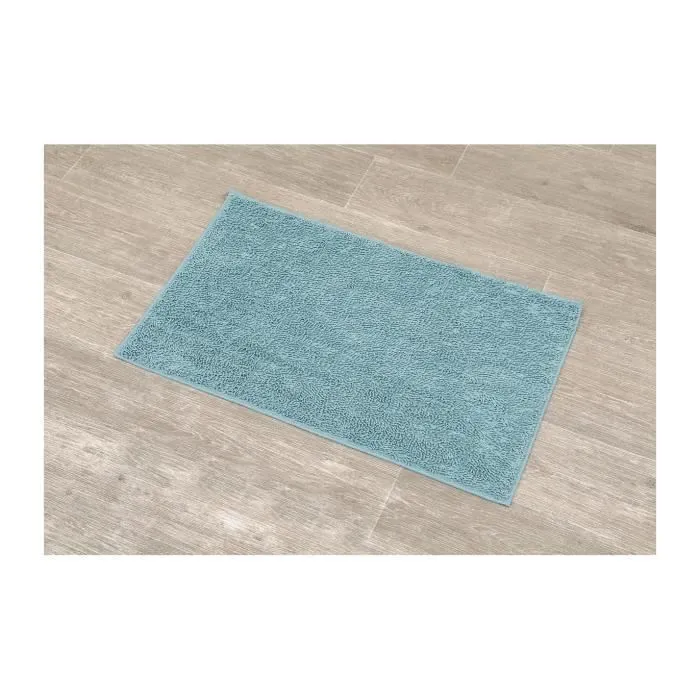 TENDANCE - Tapis de salle de bain en polyester Bleu pagode 45 x 75 cm-1