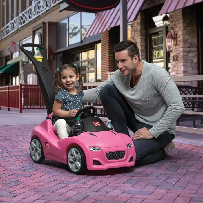 Voiture Enfant Porteur Auto Step2 Whisper Ride Rose | Véhicule Jouet avec Barre de Poussée dès 1.5 ans-0