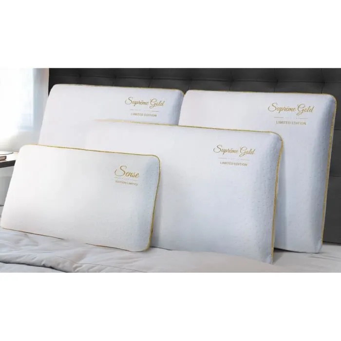 Oreiller Suprême Gold 30x50 Sampur | Mémoire de Forme | Thermorégulateur | Épaisseur 12 cm | Confort Semi-Ferme Coutil Déhoussable-0