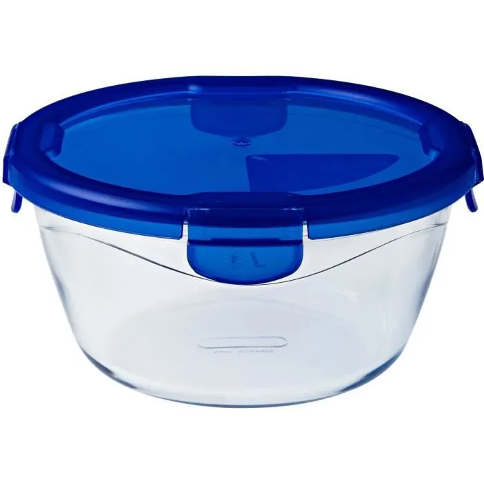 PYREX COOK&GO Plat de conservation rond 0,7l 15cm + Couvercle bleu-0