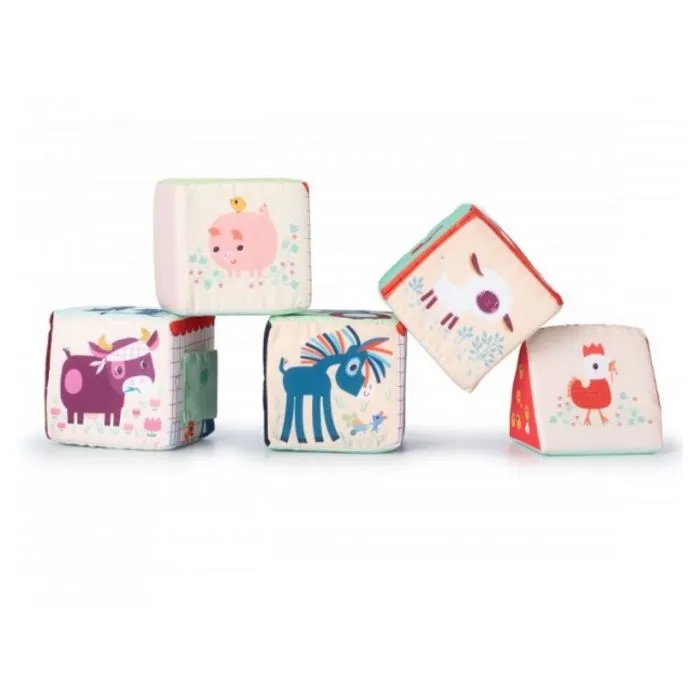 Jeu éducatif - LILLIPUTIENS - Cubes à empiler - 5 cubes souples - Ferme-2