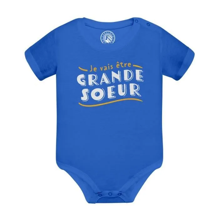 Body Bébé Manche Courte Bleu Je vais être Grande Soeur Famille Fille Enfant Bébé-0