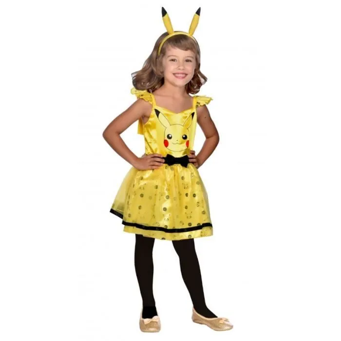DÉGUISEMENT PIKACHU POKÉMON ROBE JAUNE FILLE-0