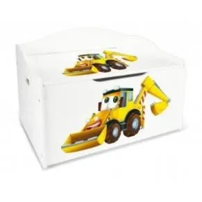 Coffre XL à jouets en bois motif: L'excavateur-0