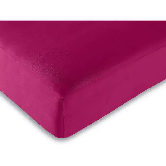 Drap housse 57 fils/cm² toutes dimensions - Fushia - 90 x 190 cm-0