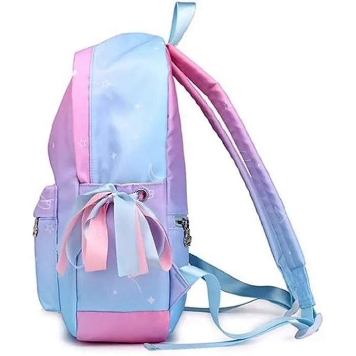 sac à dos arc en ciel pour filles enfants cartable enfants cartable femmes sac à dos décontracté avec prise casque-1