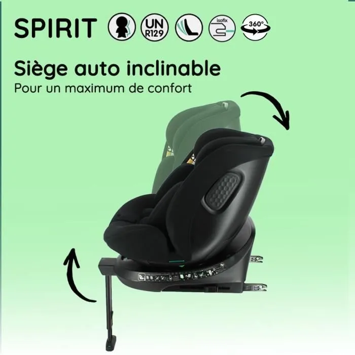 NANIA Siège auto isofix SPIRIT, Groupe 0/1/2/3, de 0 à 10 ans, 0-36 kg, 40-150 cm, R 129– Têtière réglable - Inclinable - Pivotant --4