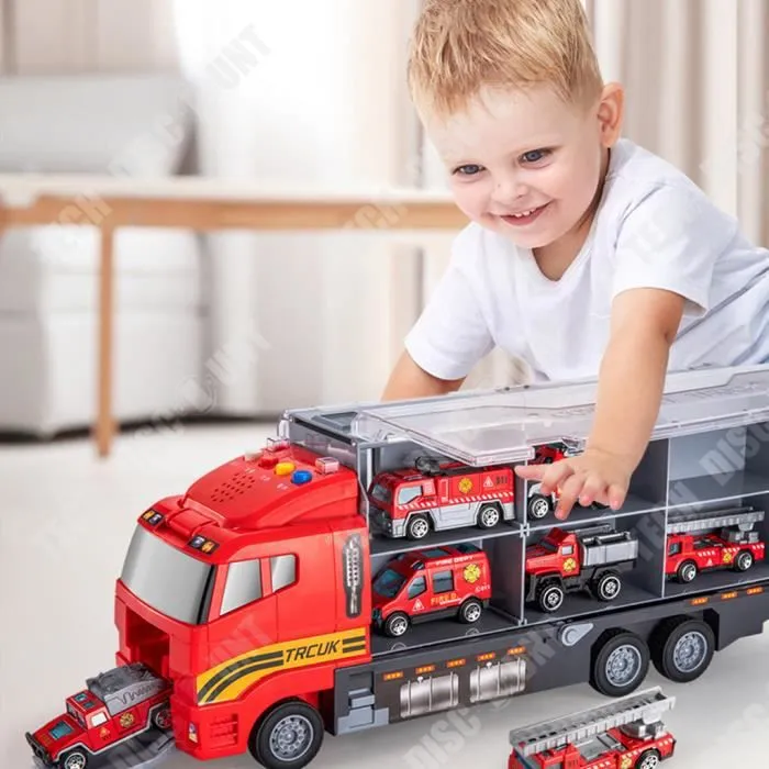 TD® Modèle de voiture jouet pour enfants 2-3 ans conteneur de simulation de bébé alliage voiture garçon costume 6 voitures-1