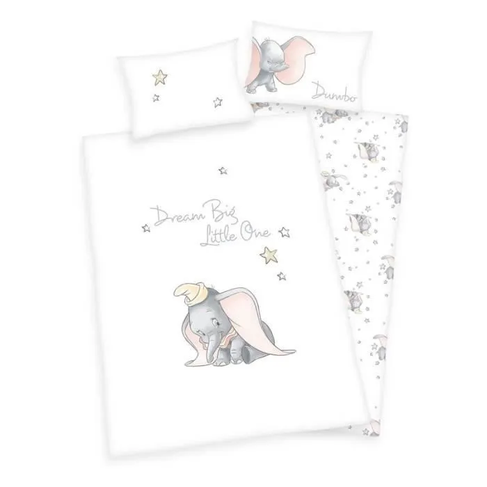 Housse de couette Disney Dumbo - Lit à barreaux (100x135 cm + 1 taie) - Blanc-0