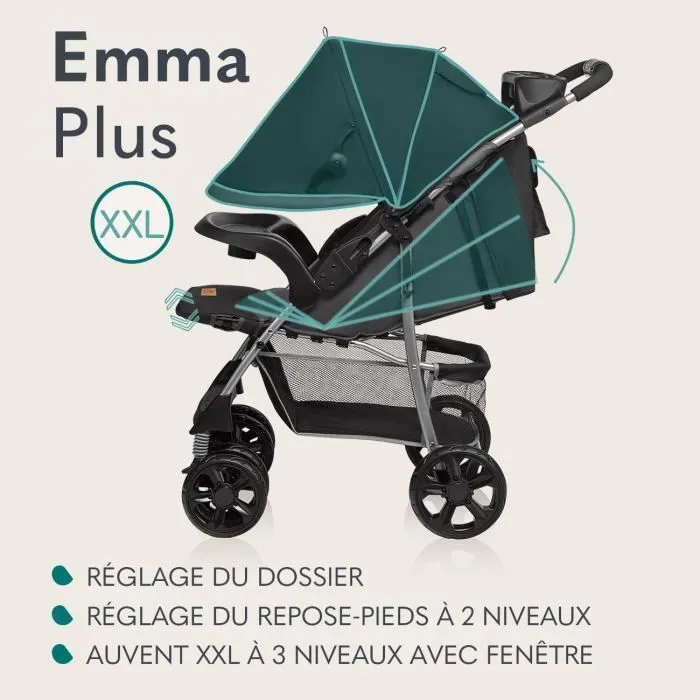 LIONELO Emma - Poussette bébé compacte - De 6 à 36 mois - Ceinture 5 points de sécurité - accessoires sac inclus - Turquoise-4