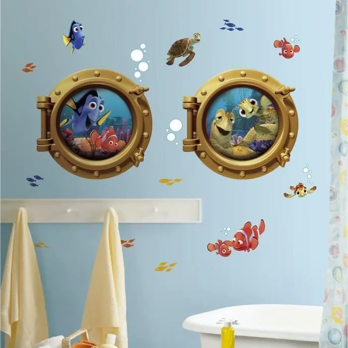 Stickers géant Némo Hublot Disney - ROOM MATES - Sticker - Enfant - Bleu-0