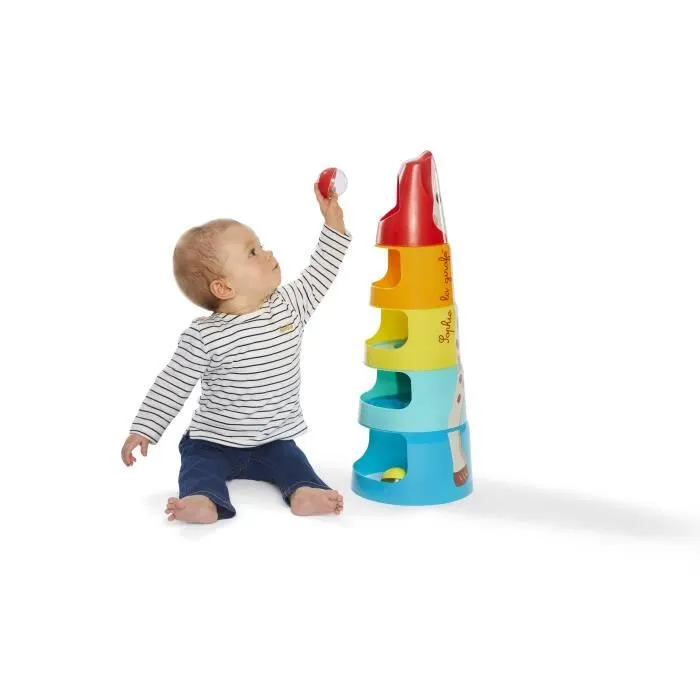 Jeu d'éveil 3 en 1 Sophie la Girafe - Tour magique de construction - VULLI - À partir de 10 mois - Plastique - Multicolore-7