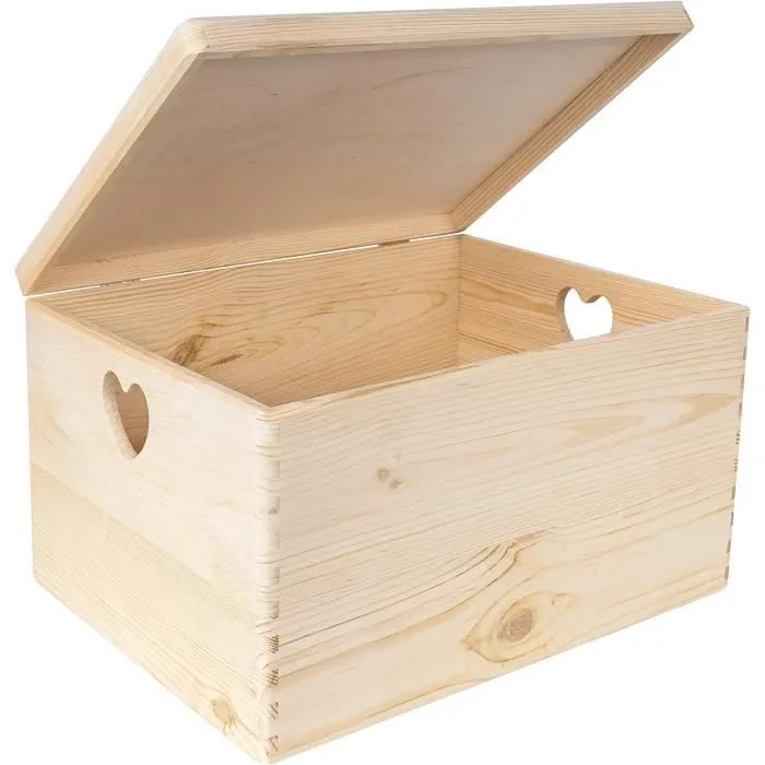 Creative Deco Caisse Bois Rangement 40x30x24cm - Boîte de Rangement Bois - Boite Rangement Cuisine - Caisse de Rangement Couvercle-0