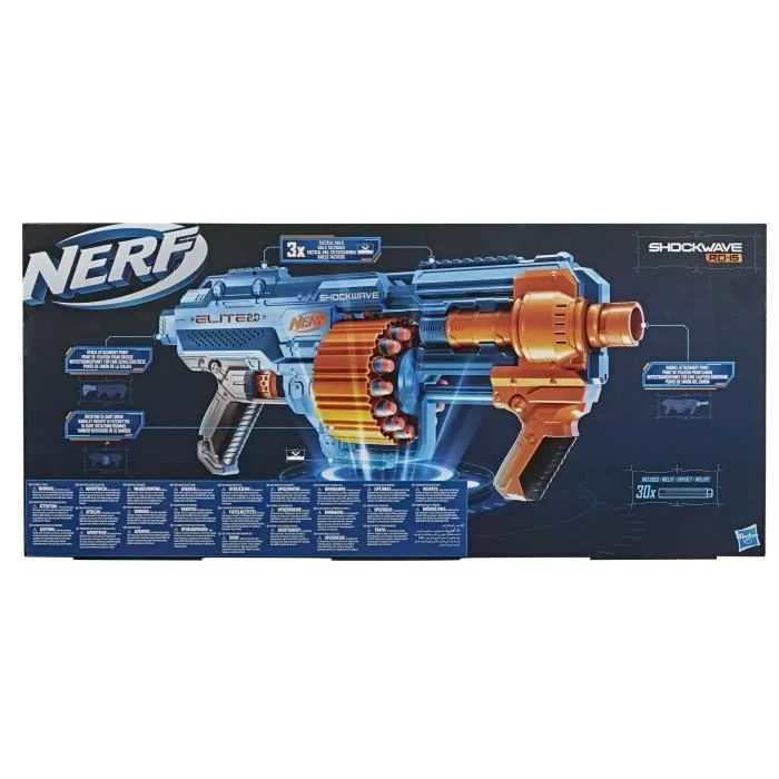 Pistolet à fléchettes NERF Elite 2.0 Shockwave RD-15 - 30 fléchettes incluses - personnalisable-3