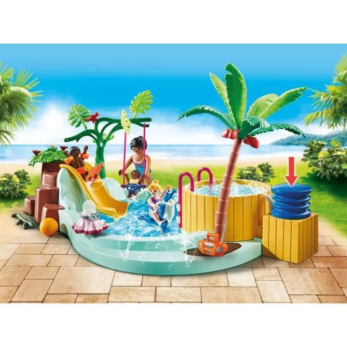 PLAYMOBIL 71529 Vacanciers avec piscine et bain à bulles - My Life - Dès 4 ans - Jeu de rôle créatif-1