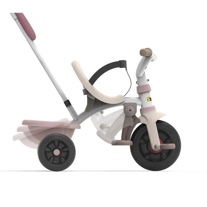 Smoby -Tricycle évolutif enfant Be Fun Confort - Rose - Canne parentale amovible - Repose-pieds rétractable-2