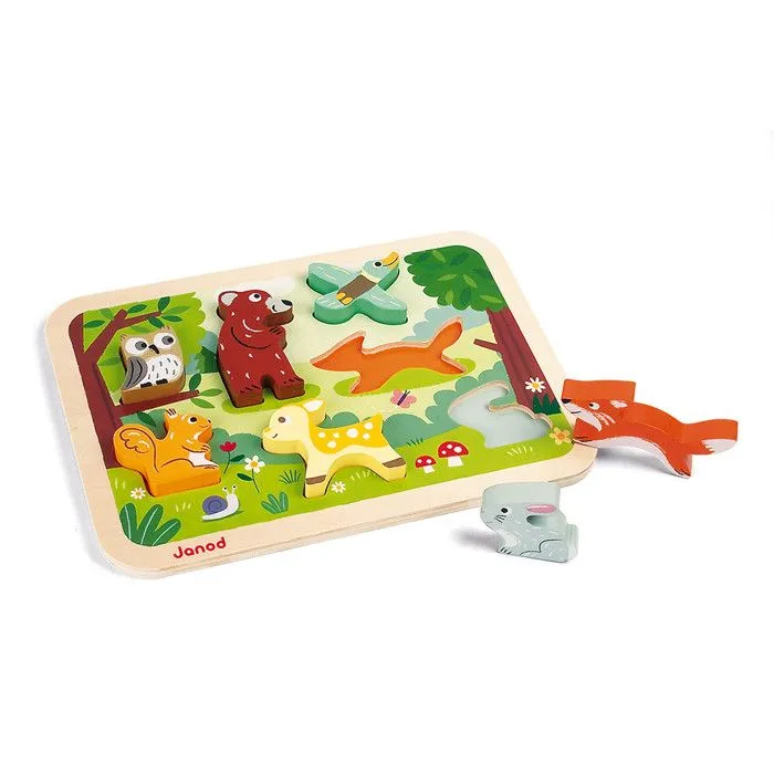 Puzzle Forêt 7 pcs en bois JANOD - Dès 18 Mois-2