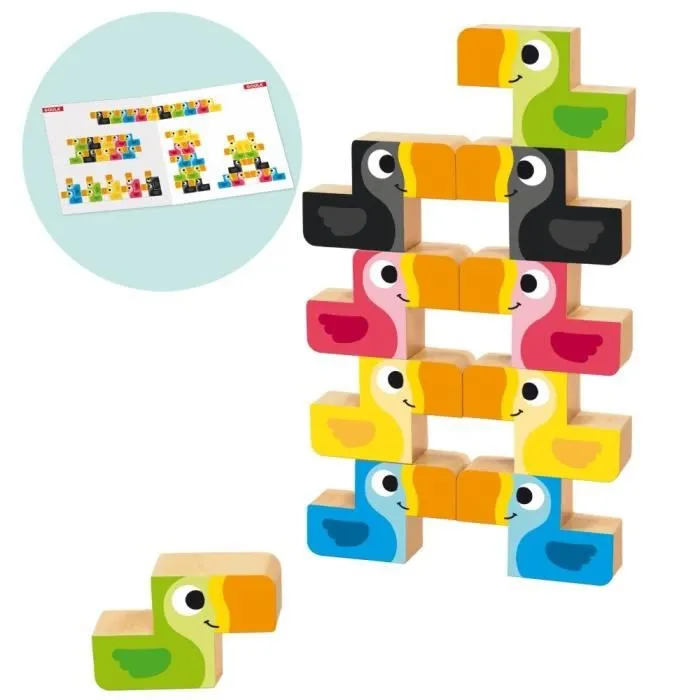 Jeu à empiler en bois Goula Toucan - multicolore - 22,5x46,5x36 cm-1