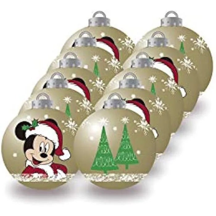 Boules de Sapin de Noël - ARDITEX - Mickey - Lot de 10 - Ø 6 cm - Décoration en Plastique-1
