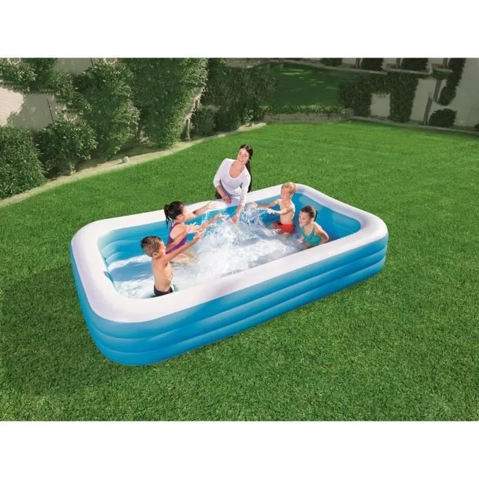 Piscine gonflable de luxe pour enfant et famille - BESTWAY - Rectangulaire - 305x183x56 cm - Bleu-1