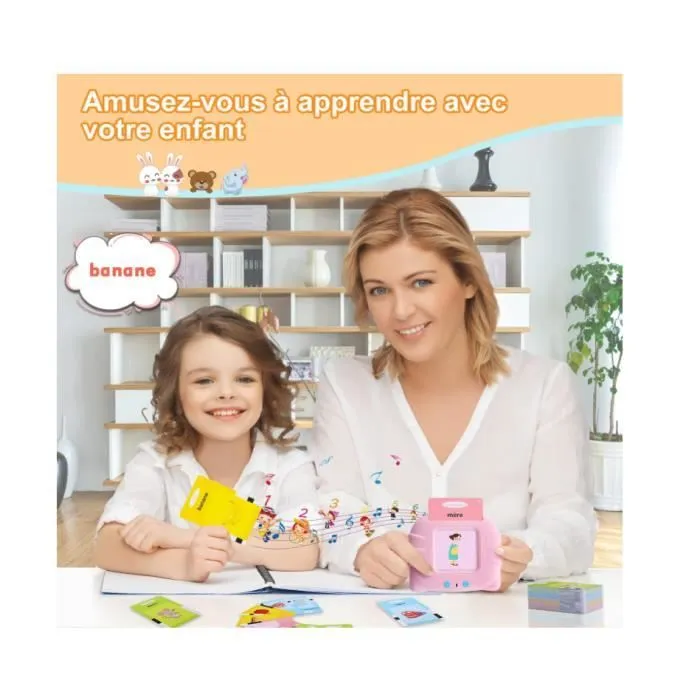 Jouets éducatifs - Français Standard - Cartes Flash Parlantes - Protection des yeux - 224 Mots - Rose-1
